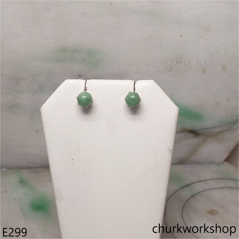 Green jade bead ear studs