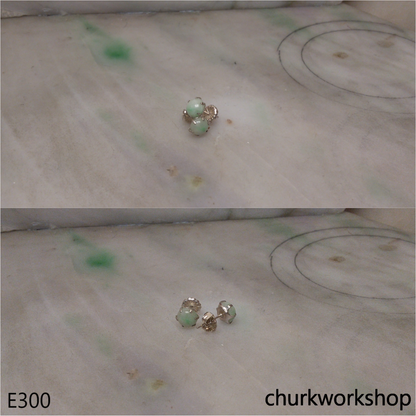 Half round jade ear studs