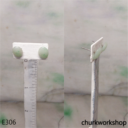 Light green jade ear studs