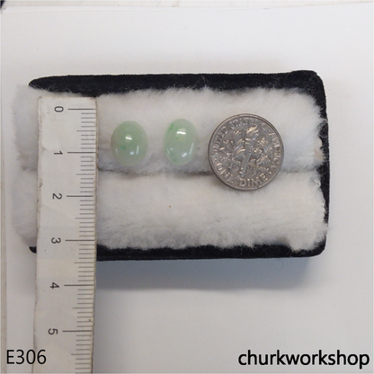 Light green jade ear studs