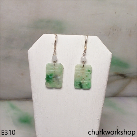 Light green jade double happiness character earrings