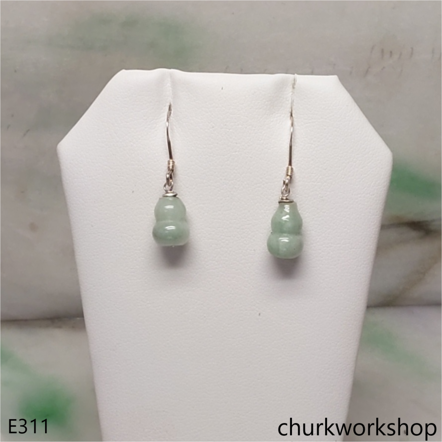 Light green jade gourd earrings