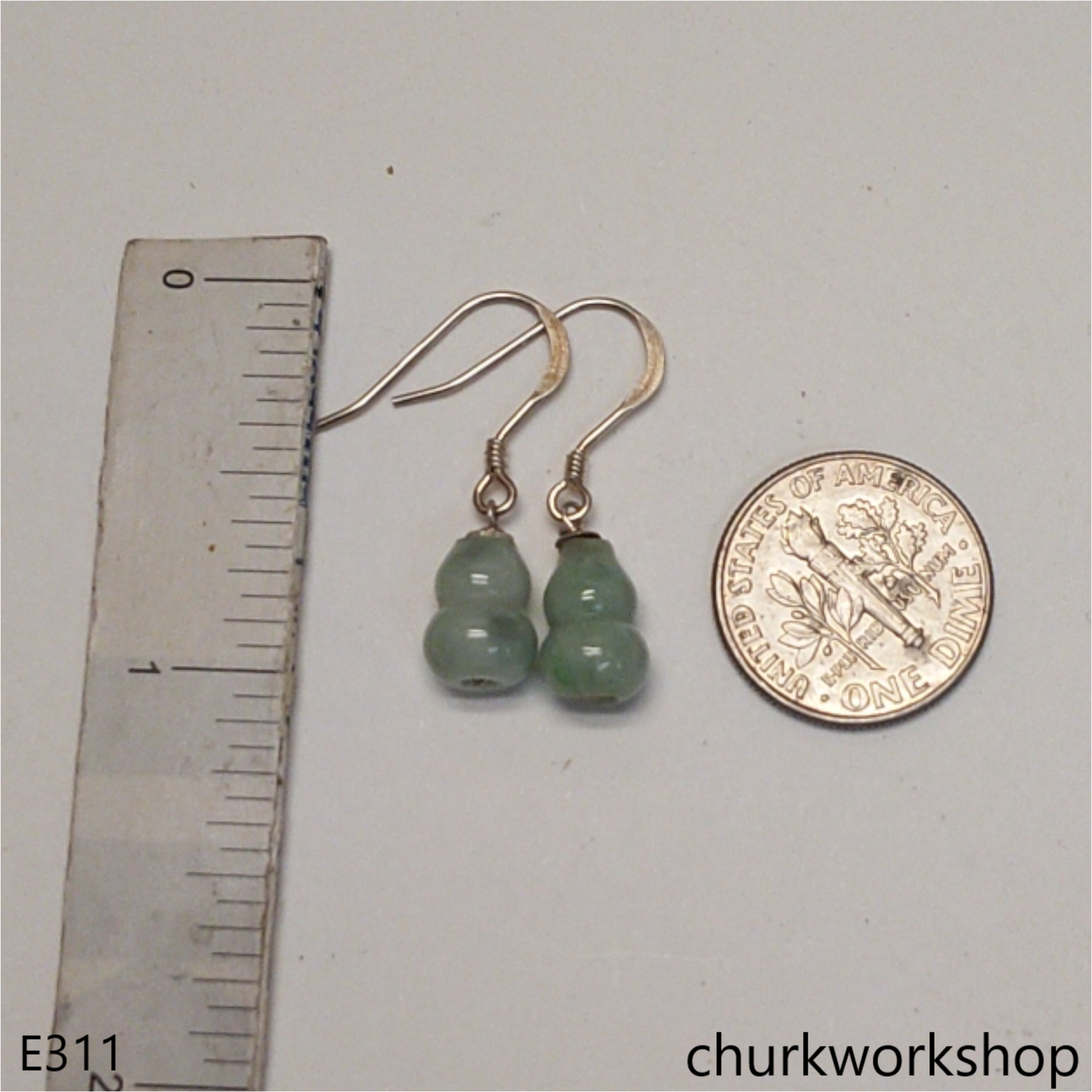 Light green jade gourd earrings