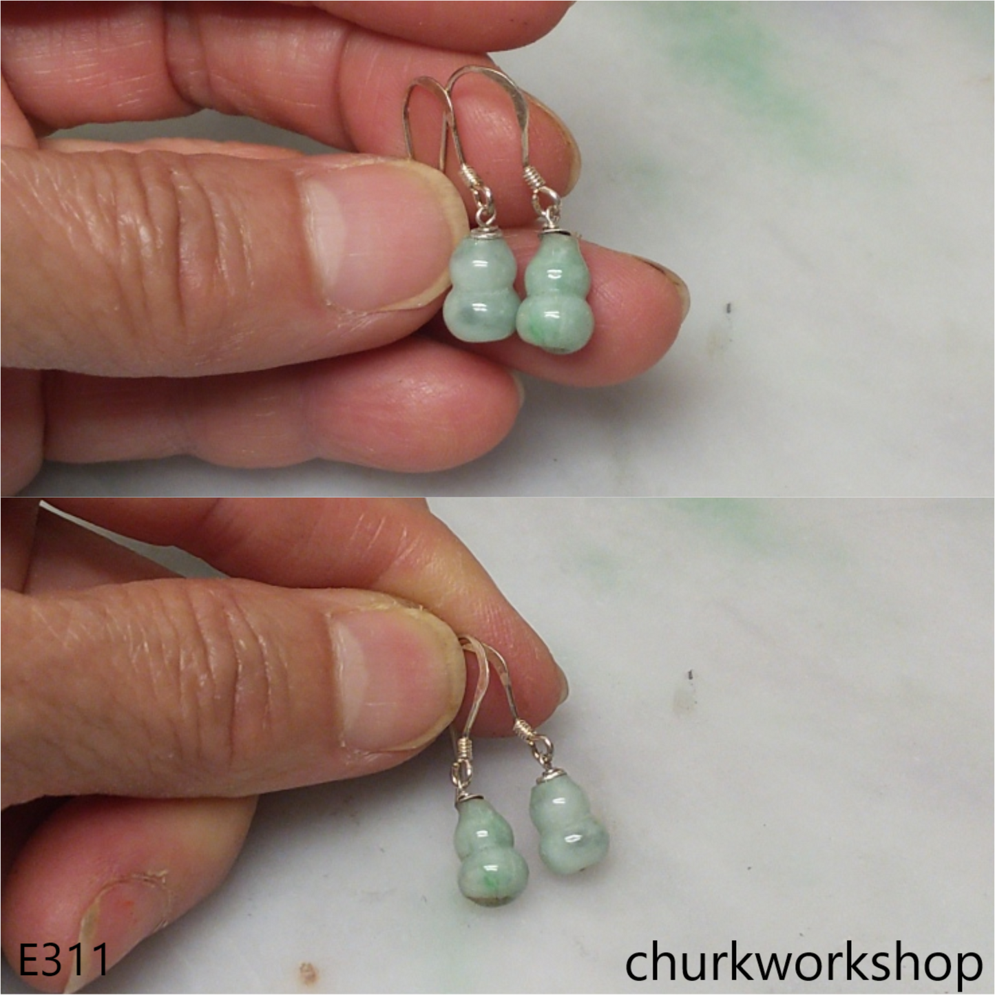 Light green jade gourd earrings