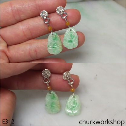 Light green jade carving earrings