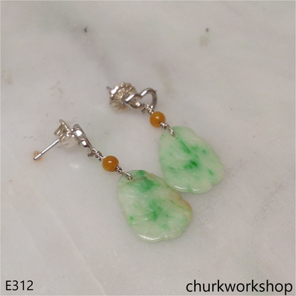 Light green jade carving earrings
