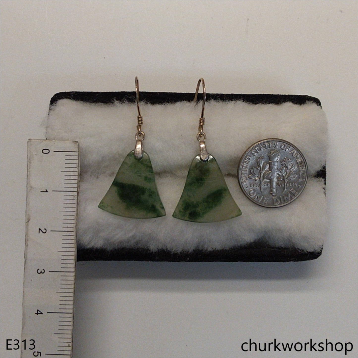 Light green with green splotches jade earrings
