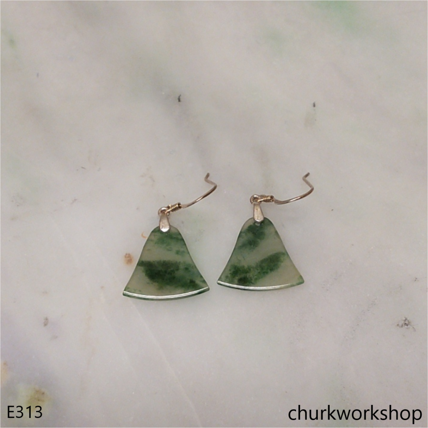 Light green with green splotches jade earrings