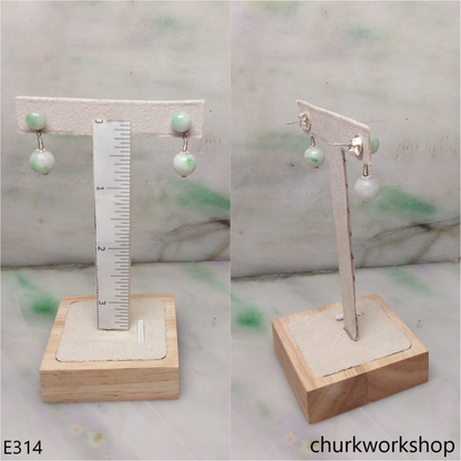 Light green jade bead earrings