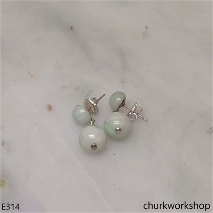 Light green jade bead earrings