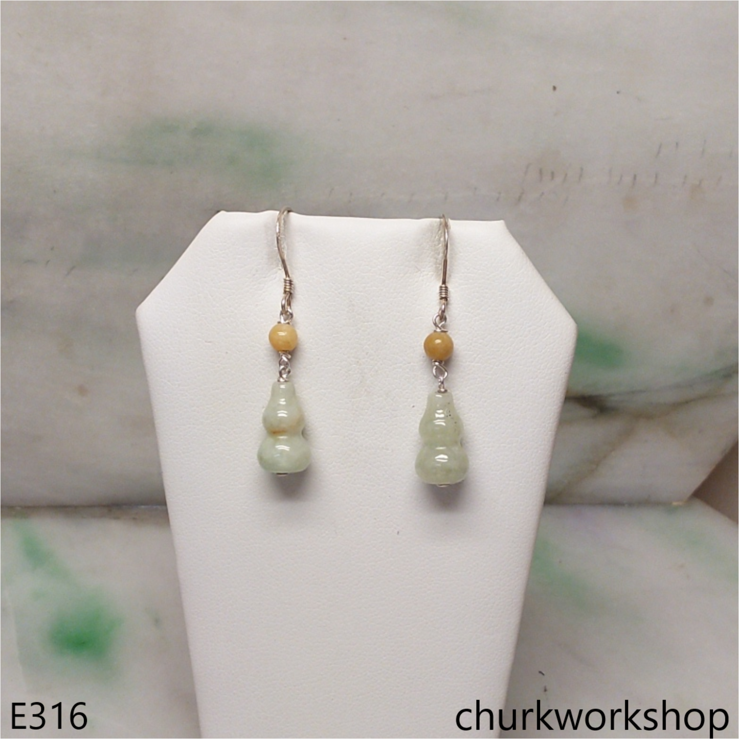 Light green jade gourd earrings