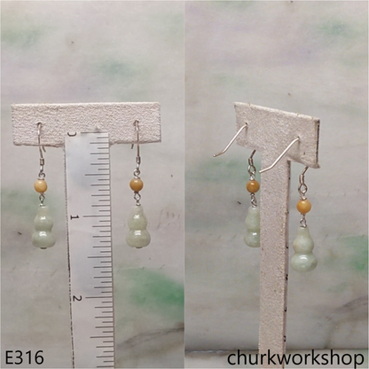 Light green jade gourd earrings