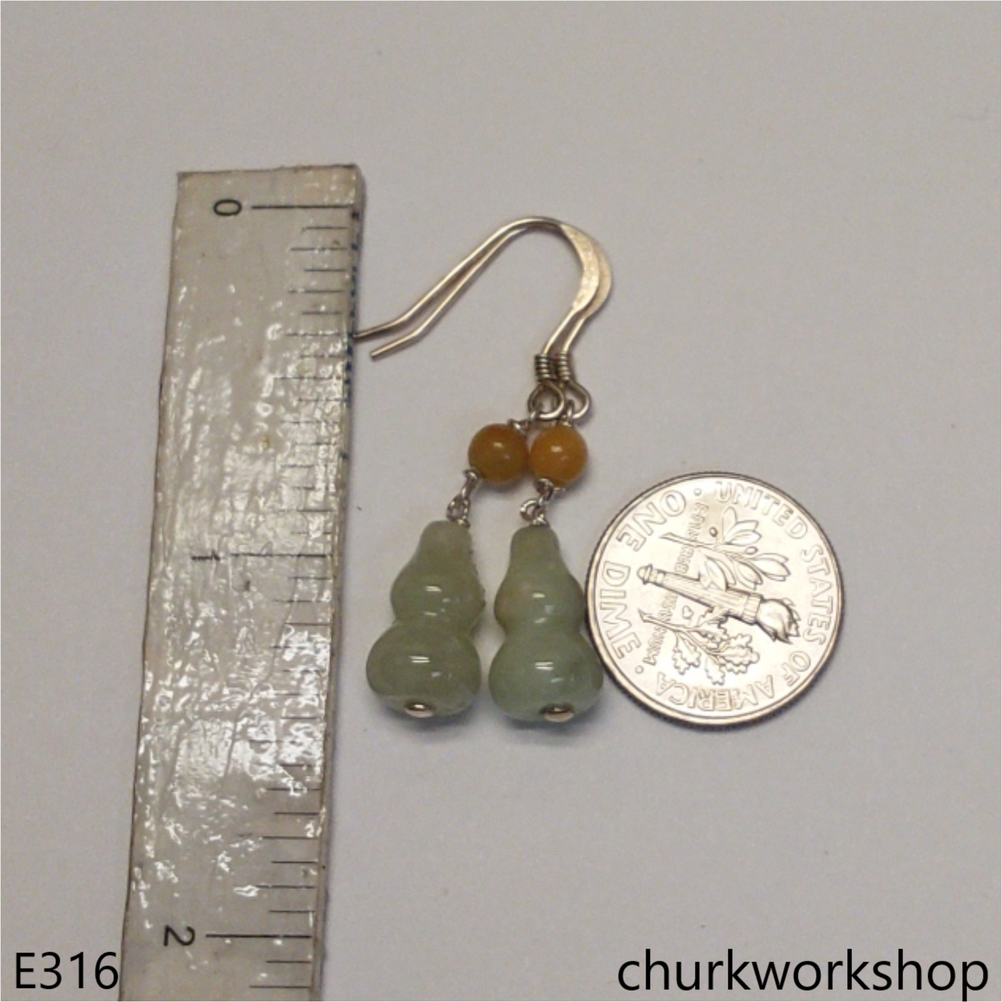 Light green jade gourd earrings