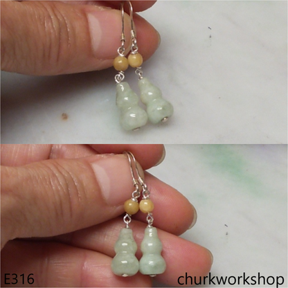 Light green jade gourd earrings