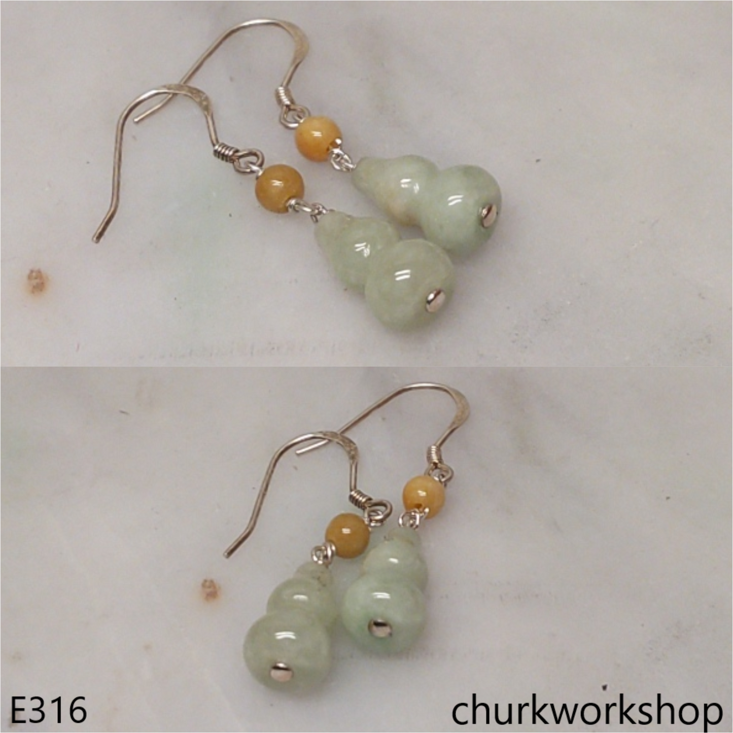 Light green jade gourd earrings