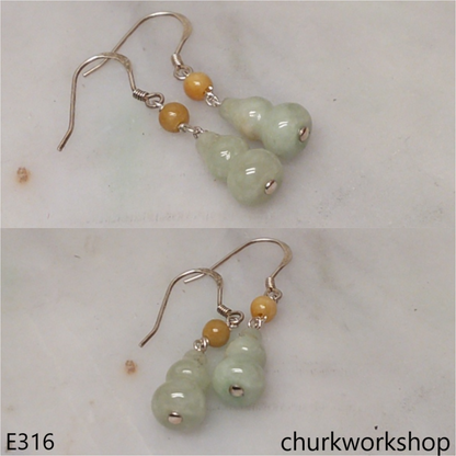 Light green jade gourd earrings