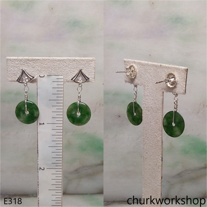 Dark green jade dangling earrings
