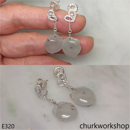 White jade small peach earrings
