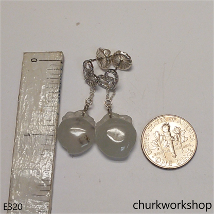 White jade small peach earrings
