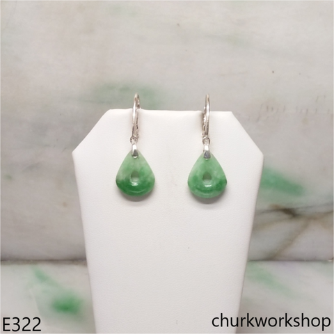 Green jade dangling earrings