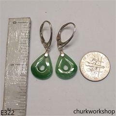 Green jade dangling earrings