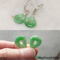 Green jade dangling earrings
