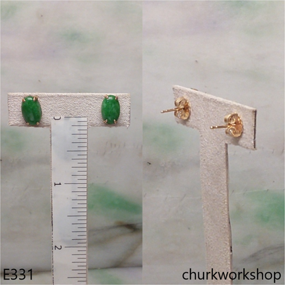Green jade ear studs