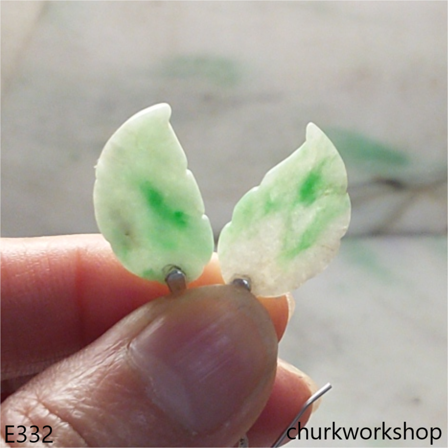 Jade leaf earrings