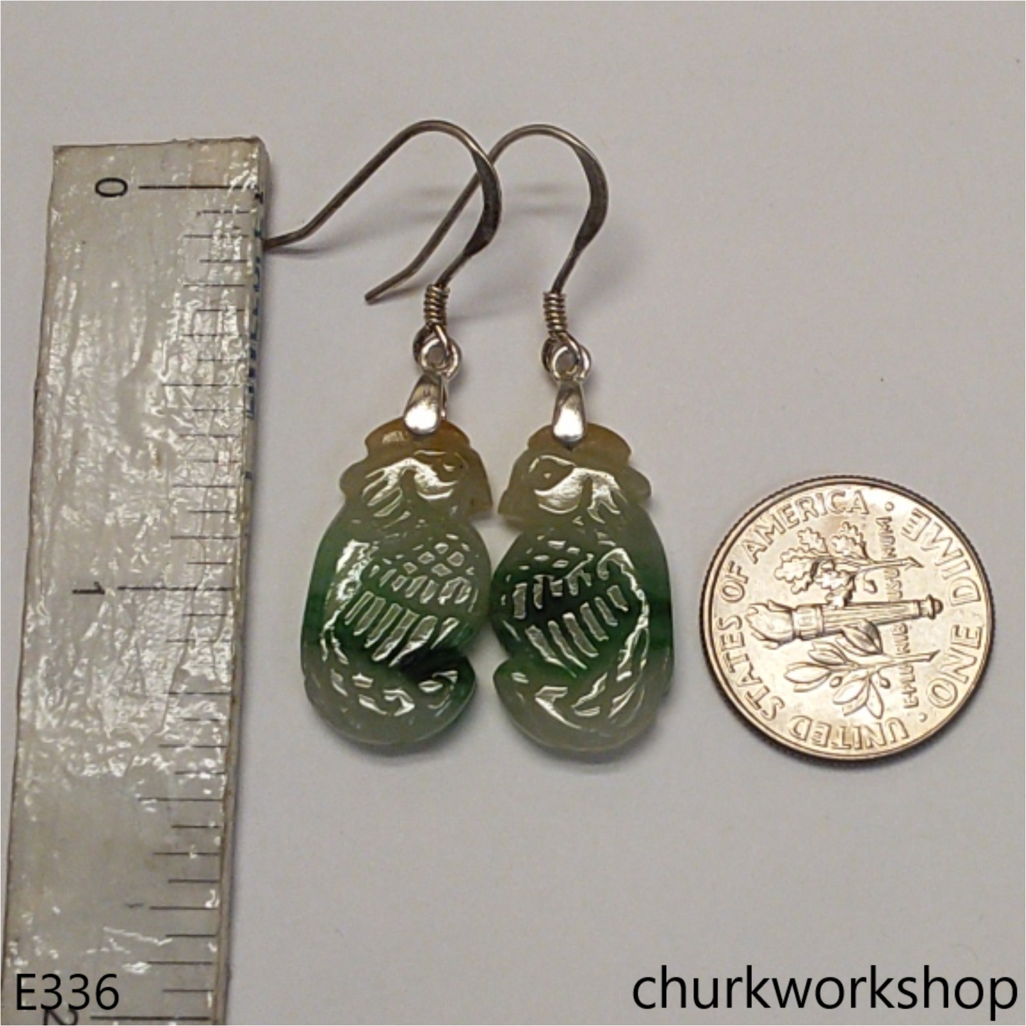 Multicolor jade parrot earrings