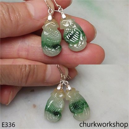 Multicolor jade parrot earrings