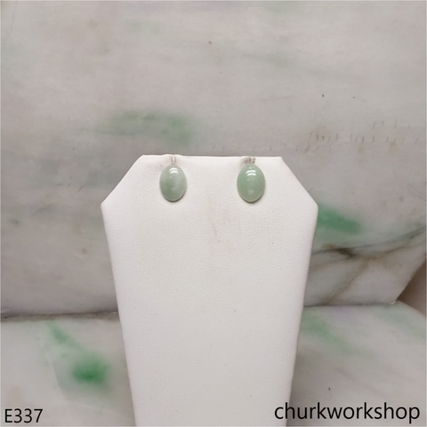 Light green jade ear studs