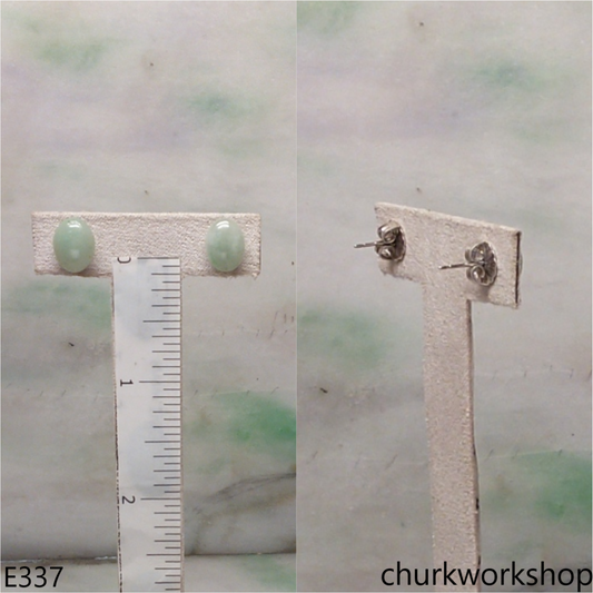 Light green jade ear studs