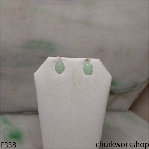 Light green jade ear studs