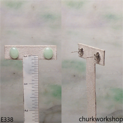 Light green jade ear studs