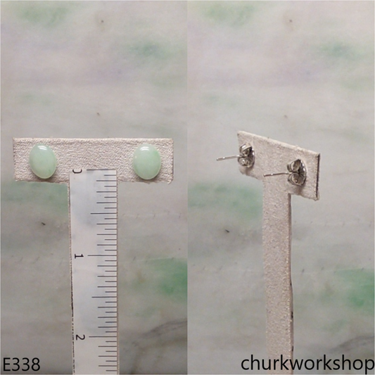 Light green jade ear studs
