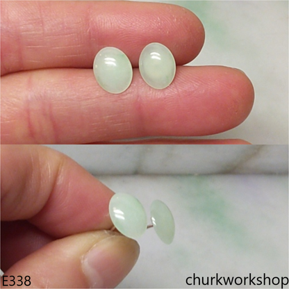Light green jade ear studs