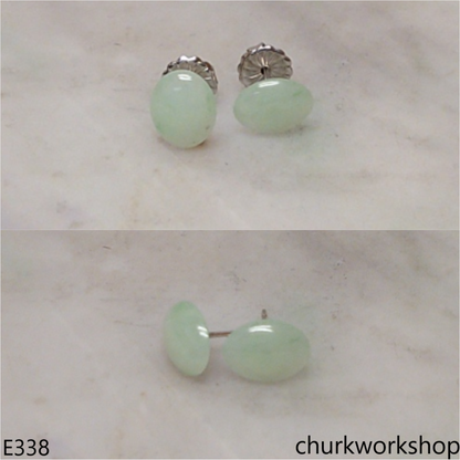 Light green jade ear studs