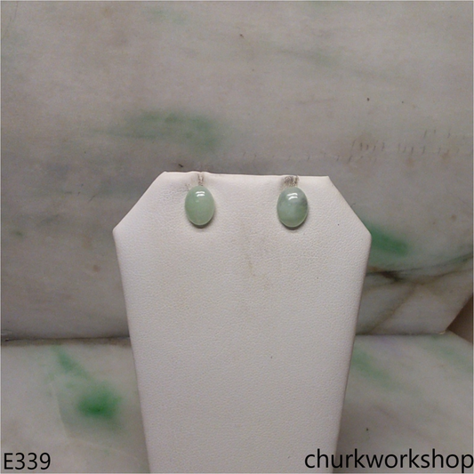 Light green jade ear studs