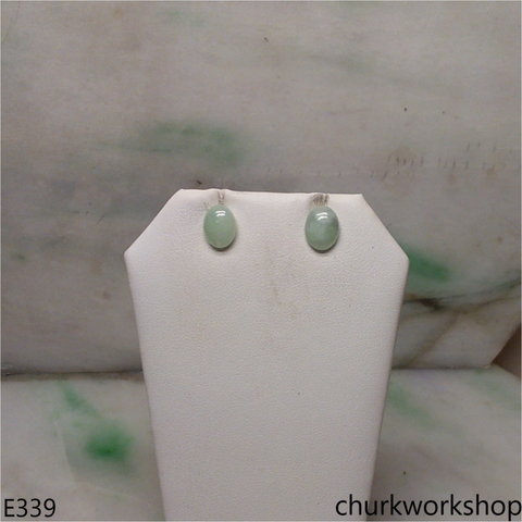 Light green jade ear studs