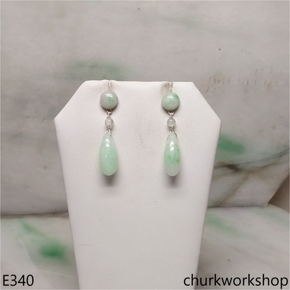 Light green jade rain drop earrings