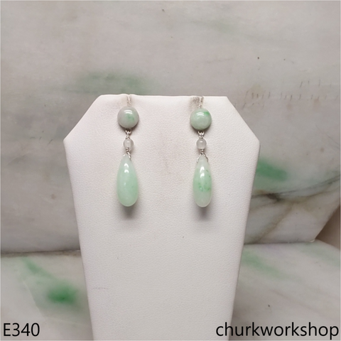 Light green jade rain drop earrings