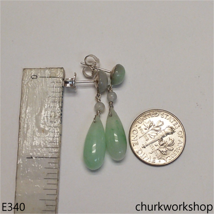 Light green jade rain drop earrings