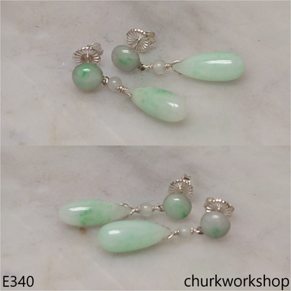 Light green jade rain drop earrings