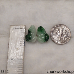 Green jade frog silver ear stud