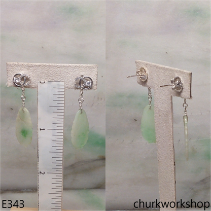 Light green jade carving earrings