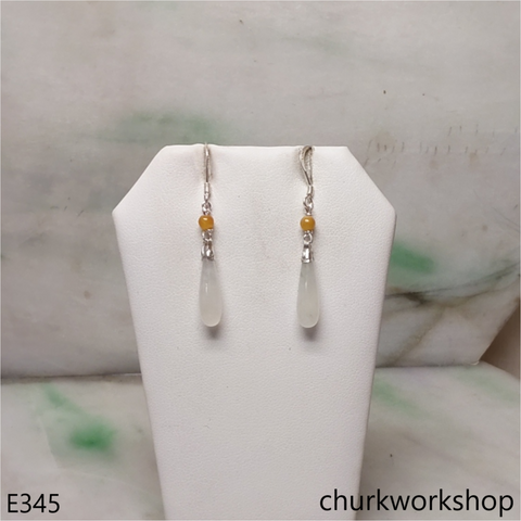White rain drop earrings