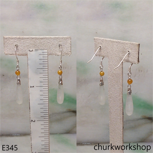 White rain drop earrings
