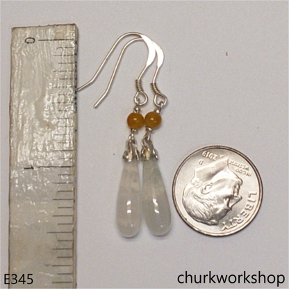 White rain drop earrings