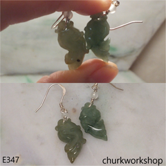 Dangling fishes jade earrings