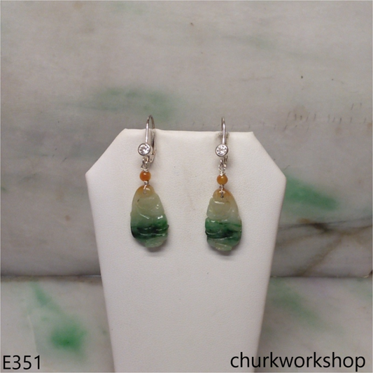 Multicolor jade Monkey earrings